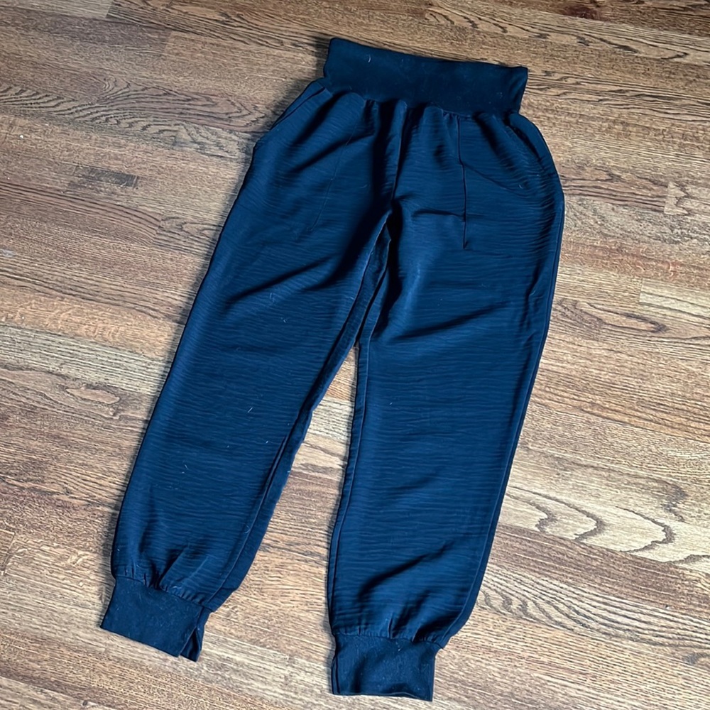 Black Satin Joggers